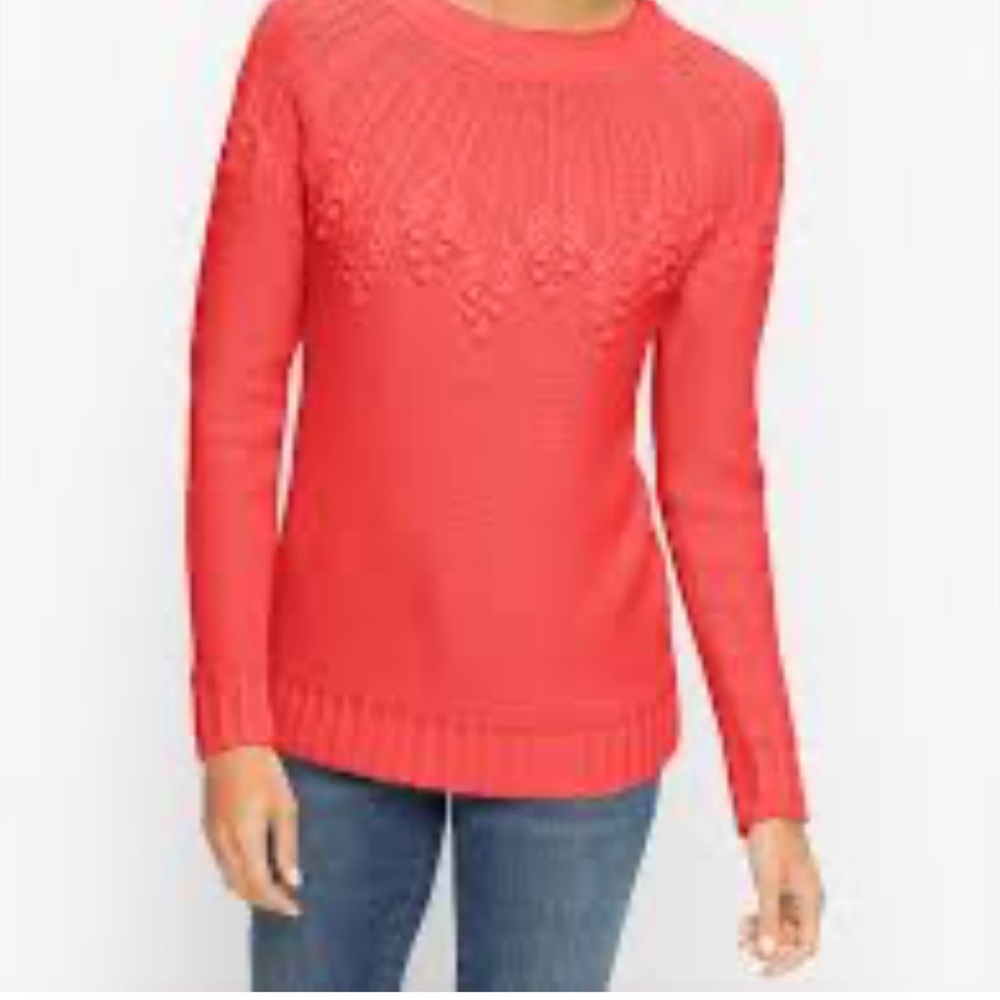 Talbots yoke stitch sweater‎ Women's Coral Small
